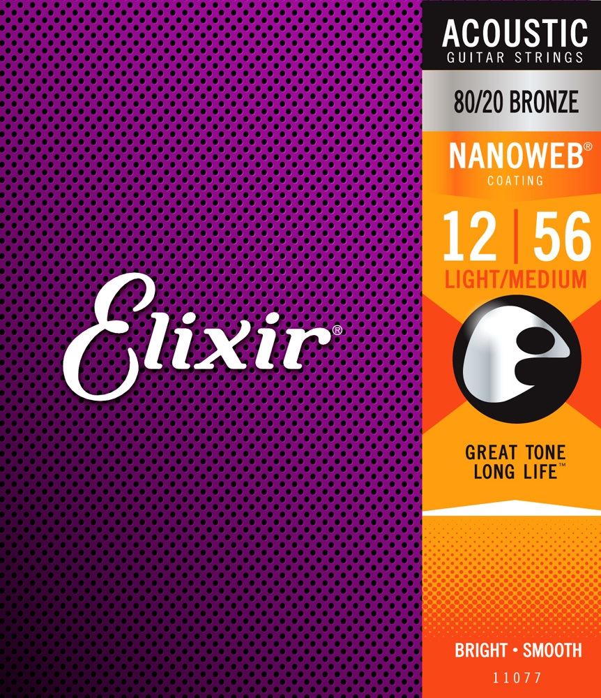 картинка Elixir 11077 Acoustic L/Medium 80/20 Bronze 12-56 от магазина Multimusic
